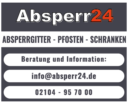 Absperr24 - Absperrgitter, Pfosten, Schranken, Wegsperren, Leitkegel, Fahrradständer