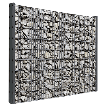 Gabionenzaun Steinzaun schmal zum einbetonieren oder mit Fussplatte