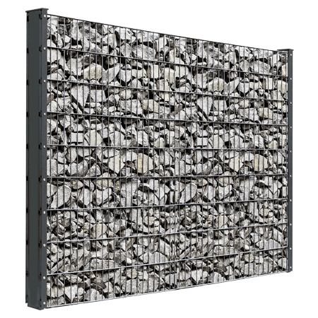 Gabionenzaun Steinzaun Standard zum einbetonieren oder mit Fussplatte