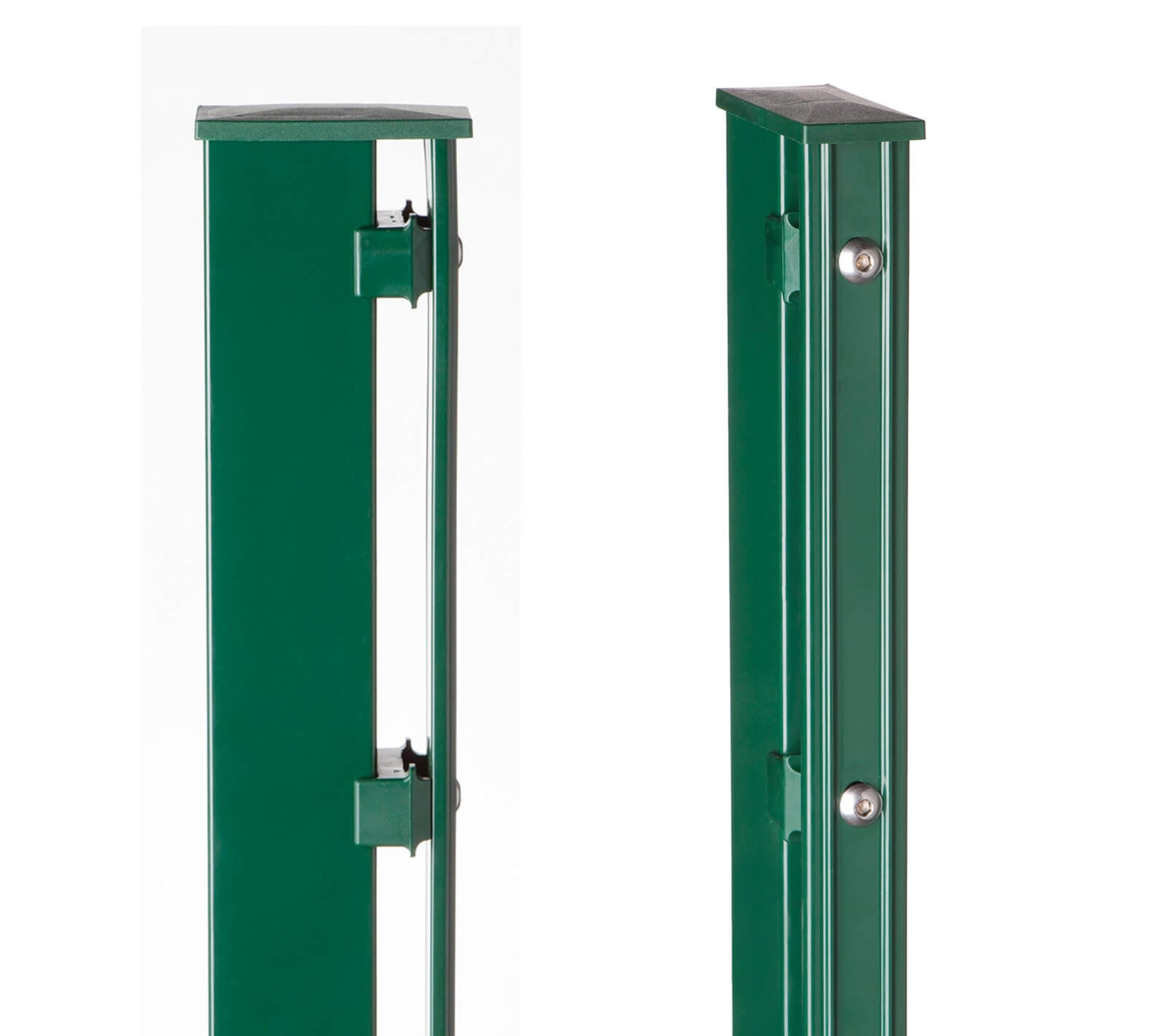 123cm, Grün inkl Pfosten für Doppelstabmatten Gittermatte Grün RAL 6005/für Zaunfeld mit 83cm 203cm Höhe/mit Übermaß zum Einbetonieren insgesamt Zubehör 130cm - 260cm