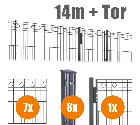 Schmuckzaun Typ Dallas Komplettpaket inkl. Zauntor