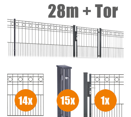 Schmuckzaun Typ Dallas Komplettpaket inkl. Zauntor