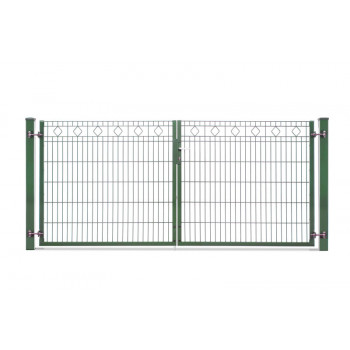 Schmuckzauntor Barcelona 2 flg. Lichte Weite 3280 mm - Grün RAL 6005