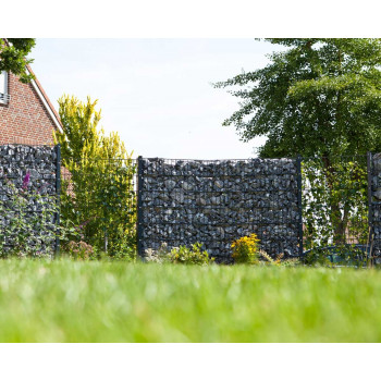 Gabionen / Steinzaun Standard inkl. Pfosten mit aufgeschweißter Fussplatte