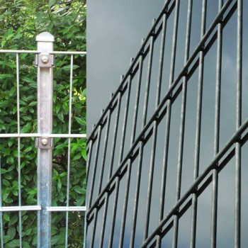 17,5 Meter Doppelstabmattenzaun komplett verzinkt (silberfarben)