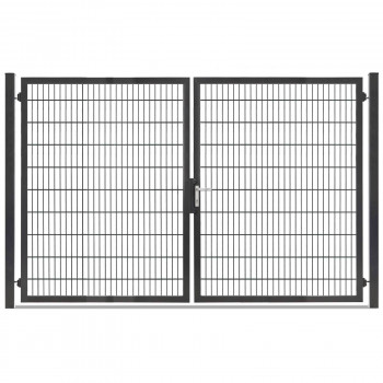 Gartentor Hoftor Doppelstabmatentor Rohrrahmentor Profi-Max 2 flg. Lichte Weite: 3140 mm Anthrazit RAL 7016