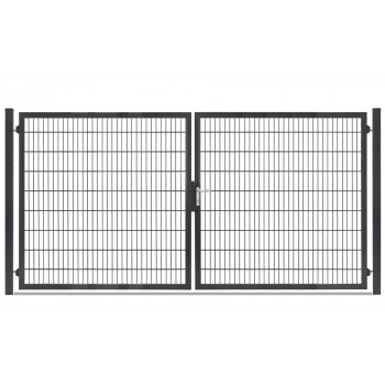 Rohrrahmentor Profi-Max 2 flg. Lichte Weite: 3640 mm Höhe 1800 mm verzinkt (silberfarben) + Sichtschutzpaket