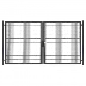 Gartentor Hoftor Doppelstabmatentor Rohrrahmentor Profi-Max 2 flg. Lichte Weite: 3640 mm Anthrazit RAL 7016