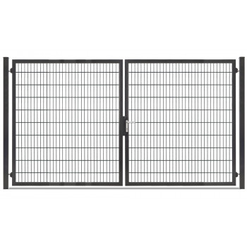 Rohrrahmentor Profi-Max 2 flg. Lichte Weite: 3640 mm Höhe 2000 mm verzinkt (silberfarben) + Sichtschutzpaket