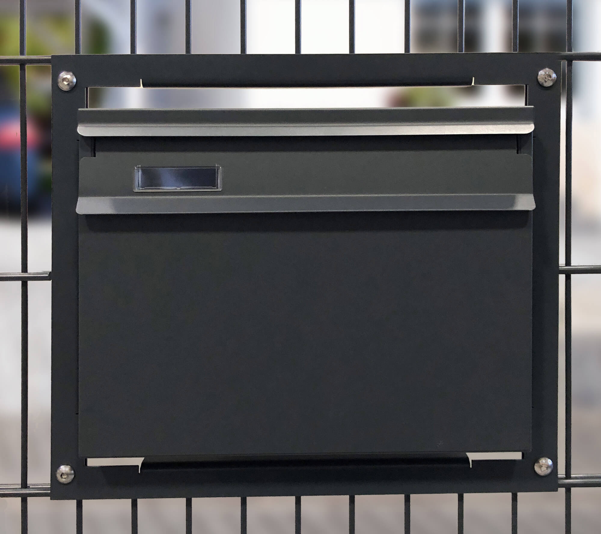 Zaunbriefkasten inkl. Einbaurahmen Halterung für Doppel-stab gittermatten Zaun